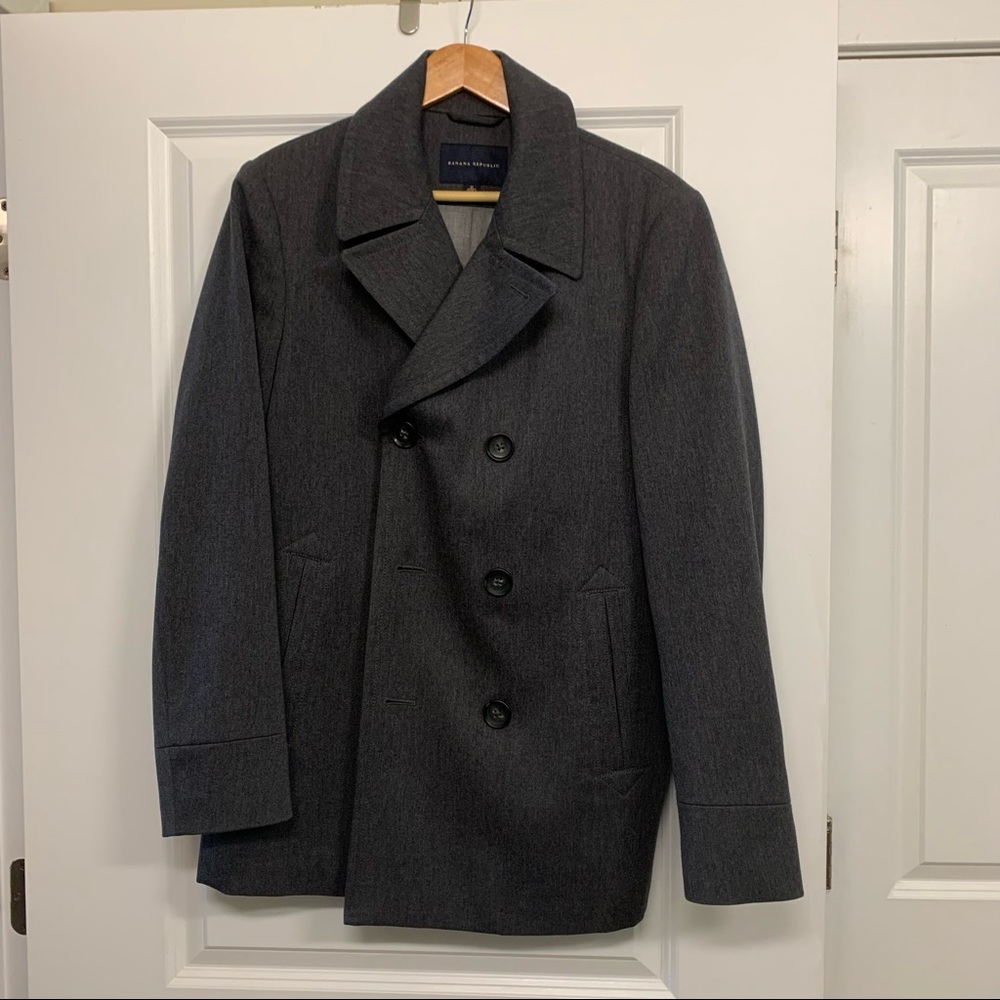 Banana Republic Grey Peacoat Medium